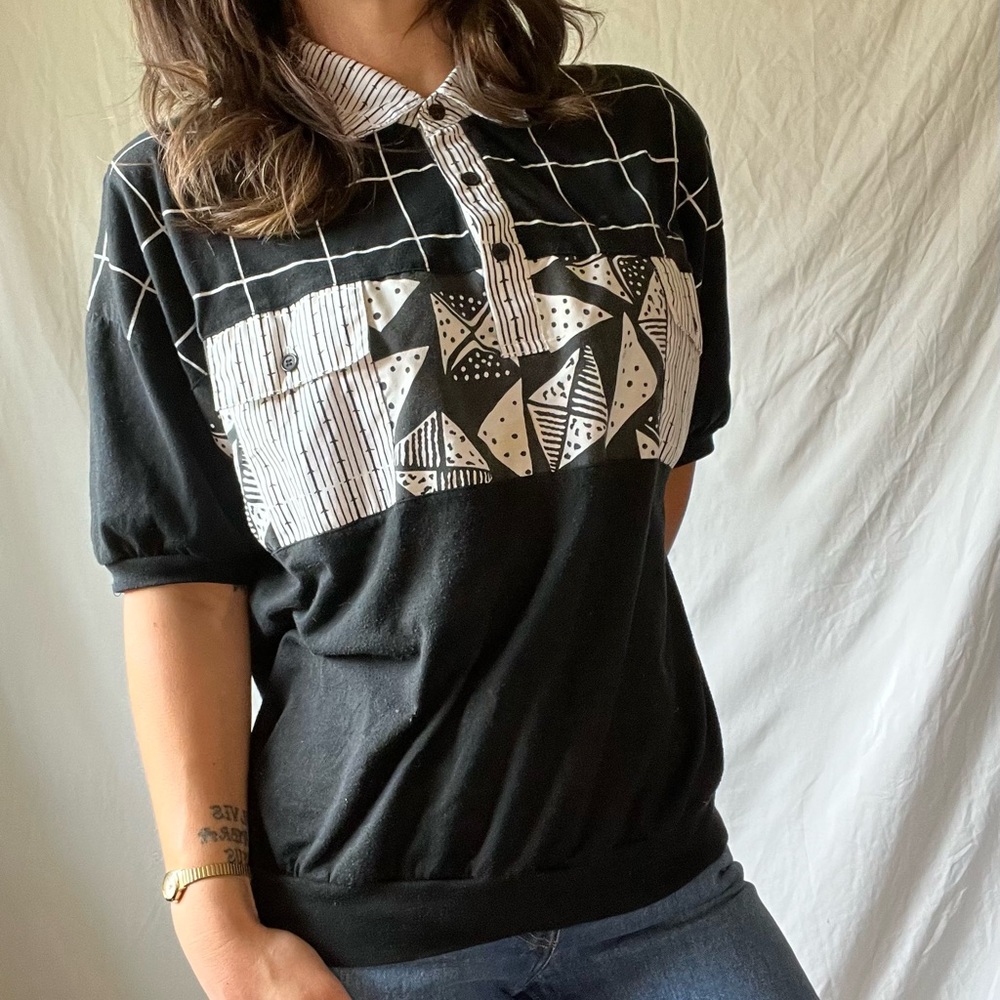 VTG collared Abstract Yacht Club Blouse - Picture 5 of 8
